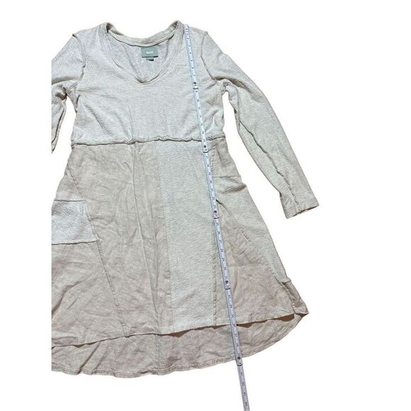 Maeve Anthropologie lagenlook Northward Swing Dress Patchwork Neutral Linen Cott - Picture 8 of 12